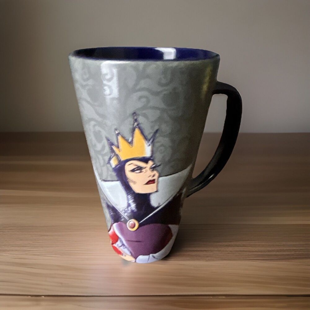 Disney Parks Evil Queen Latte Mug Gray & Blue Interior Ceramic